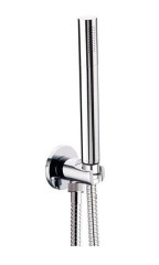 Daniel, набор для душа круглой формы: лейка, шланг, держатель с водотводом, цвет черный матовый