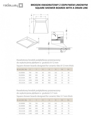 Душевая плита Radaway RadаDrain 79x79 для плитки 8-12 мм
