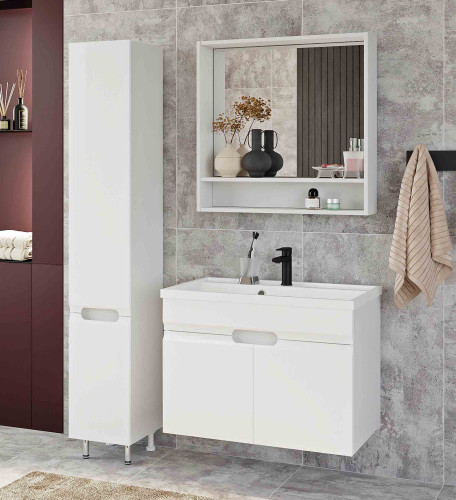 Шкаф-пенал Венеция Слим 30 напольный, белый матовый