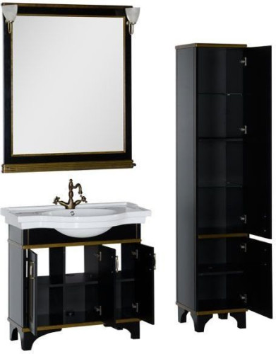 Мебель для ванной Aquanet Валенса 100 черный краколет/золото