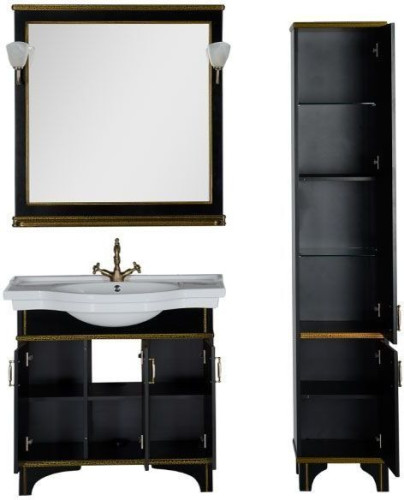 Мебель для ванной Aquanet Валенса 100 черный краколет/золото
