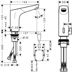 Смеситель для раковины Hansgrohe Focus 31173000, электронный, с регулировкой температуры, питание от сети 230 В