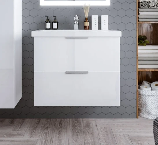 Тумба Бриклаер Хелена 80 Высокий белый глянец (2 упаковки)