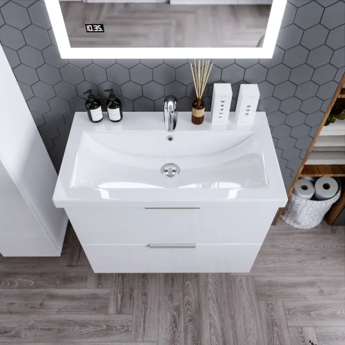 Тумба Бриклаер Хелена 80 Высокий белый глянец (2 упаковки)