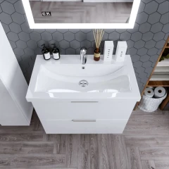 Тумба Бриклаер Хелена 80 Высокий белый глянец (2 упаковки)