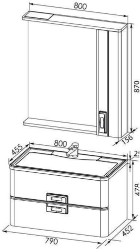 Мебель для ванной Aquanet Паллада 80 слоновая кость