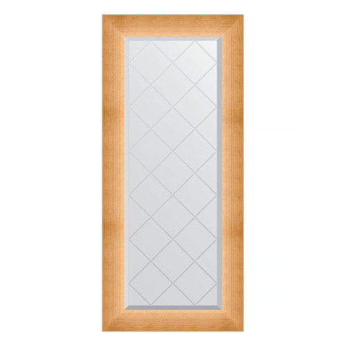 Зеркало настенное с гравировкой EVOFORM в багетной раме травленое золото, 56х126 см, BY 4518