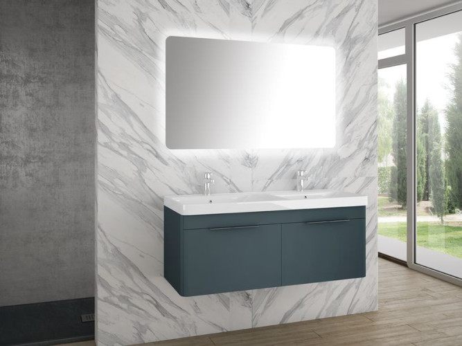 IBX ROUND, тумба под двойную раковину 120 см, 2 ящика с ручками хром, цвет белый глянцевый лак