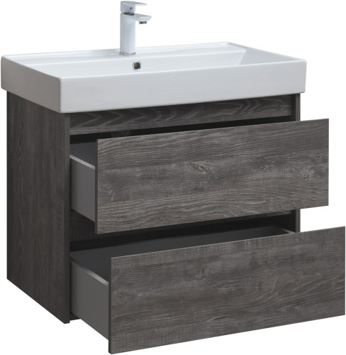 Тумба с раковиной Aquanet Nova Lite 75 дуб серый (2 ящика)