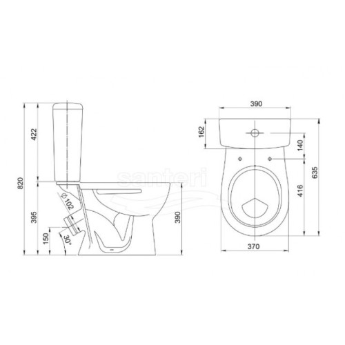 ¶Унитаз-компакт с сиденьем микролифт Santeri Orion (1.P403.8.S00.00B.F)