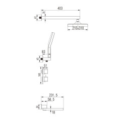 Душевая система с термостатом встраиваемая Rose R1595F, белый/хром