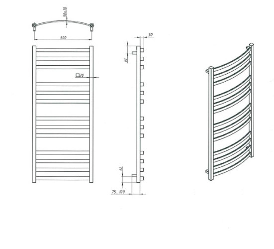 Водяной полотенцесушитель Grota Novito 53х90