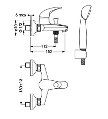 BA004AA ORION Настенный смеситель для ванны/душа