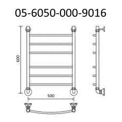 Полотенцесушитель водяной ВИД 5 60х50, белый матовый(RAL 9016), Маргроид