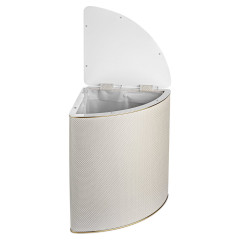 Корзина для белья угловая Geralis RWG-U Ромб белая, кант золото