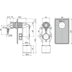 Сифон для сбора конденсата Alcadrain под штукатурку DN40 и DN50, нержавеющая сталь (AKS7)