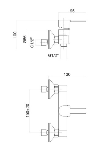 Смеситель для душа Fiore KALOS 76CR7475, хром