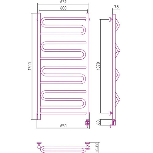 Электрический полотенцесушитель Сунержа Элегия 1200х600