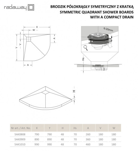 Душевая плита Radaway RadаDrain 79x79 полукруглая