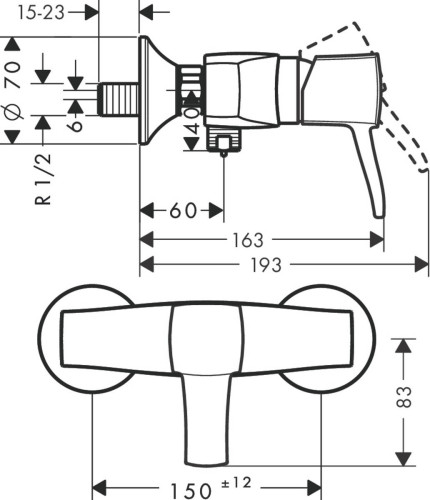 31360000 Metropol Classic Смеситель для душа однорычажный, с рычаговой рукояткой, ВМ, хром