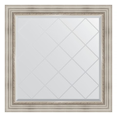 Зеркало настенное с гравировкой EVOFORM в багетной раме римское серебро, 86х86 см, BY 4319