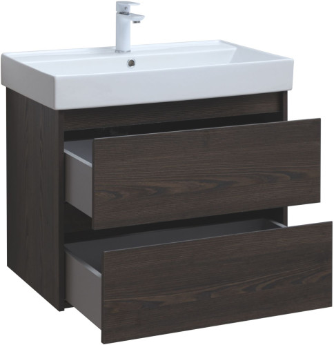Тумба с раковиной Aquanet Nova Lite 75 дуб черный (2 ящика)