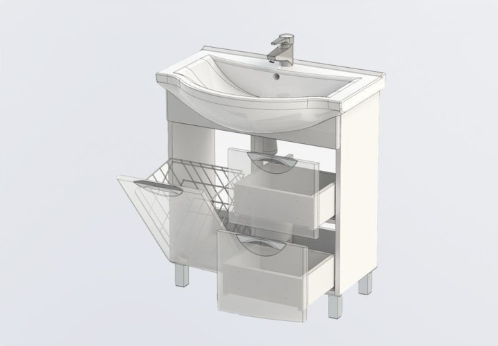 Тумба с раковиной Aquanet Асти 75 б\к черный