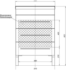Тумба с раковиной Aquanet Верона NEW 58 белый (напольная 3 ящика)