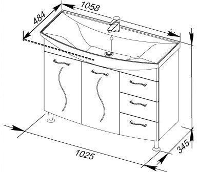 Тумба с раковиной Aquanet Моника 105 белый