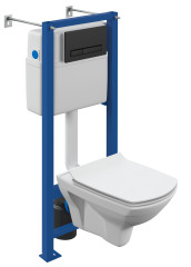 Комплект Cersanit CARINA XL CO DPL EO slim Инсталляция Cersanit VECTOR Кнопка Cersanit BLICK пластик черный матовый