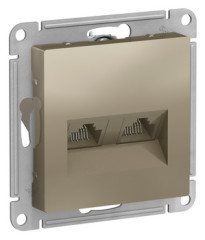 Розетка двойная компьютерная RJ45+RJ45, кат.5E, механизм, ШАМПАНЬ Schneider Electric ATLASDESIGN ATN000585
