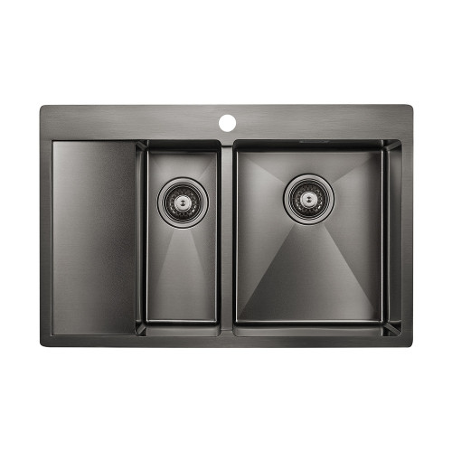 Мойка нерж. сталь Paulmark AISI304 UNION, PM537851-GMR, вороненая сталь, правая, 780х510мм, Paulmark