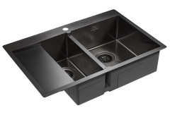 Мойка нерж. сталь Paulmark AISI304 UNION, PM537851-GMR, вороненая сталь, правая, 780х510мм, Paulmark