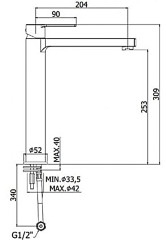 Смеситель для раковины - чаши Paffoni RINGO высокий, хром (RIN081CR)