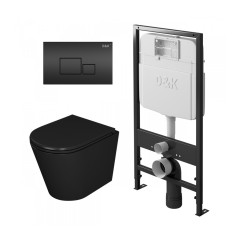 Комплект унитаза с инсталяцией и клавишей смыва D&amp;K Venice DS1022502, черный