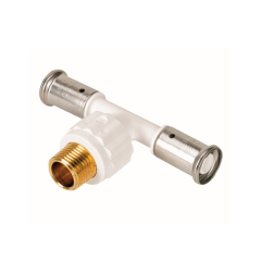 Тройник НР, ПВДФ пресс (белый), 16x1/2"x16, HENCO