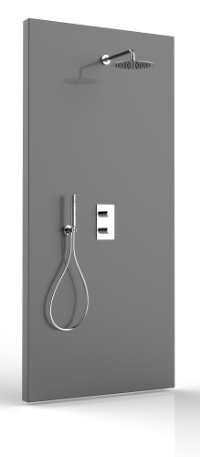 Душевой комплект Bossini TETIS: смеситель на 2 выхода, верхний душ Ø 250 мм, ручной душ ZEN с водорозеткой, шланг 150 см, цвет хром (M00761.030)