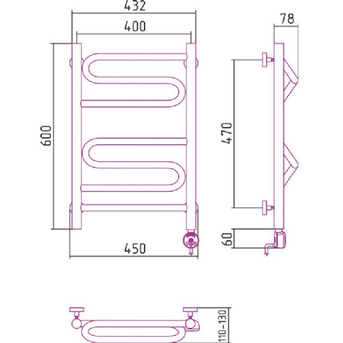 Электрический полотенцесушитель Сунержа Элегия 600х400
