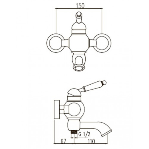 Смеситель для ванны с душем KAISER Wood (61022)