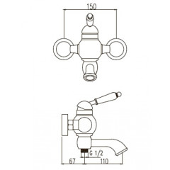 Смеситель для ванны с душем KAISER Wood (61022)