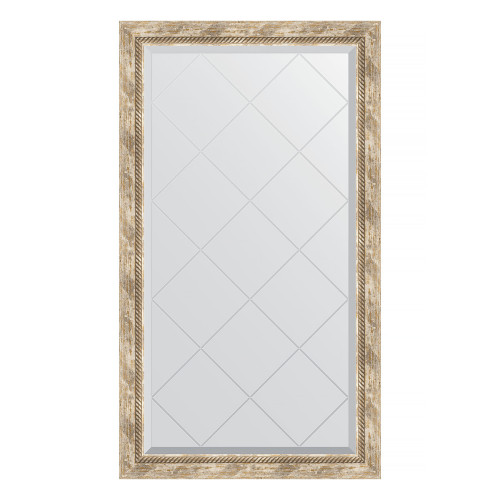 Зеркало настенное с гравировкой EVOFORM в багетной раме прованс с плетением, 73х128 см, BY 4220