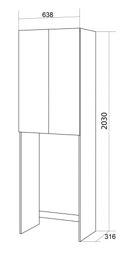 Шкаф Бриклаер Хелена над стиральной машинкой Высокий белый глянец