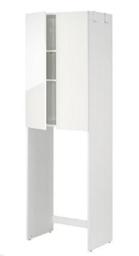 Шкаф Бриклаер Хелена над стиральной машинкой Высокий белый глянец