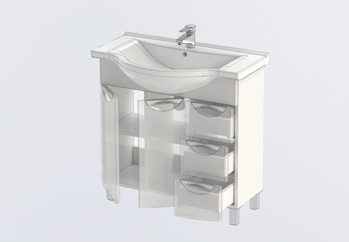 Тумба с раковиной Aquanet Асти 85 белый