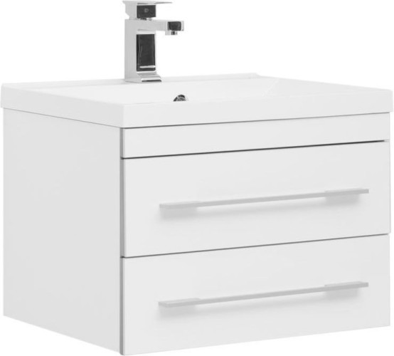 Тумба с раковиной Aquanet Верона NEW 58 белый (подвесная 2 ящика)