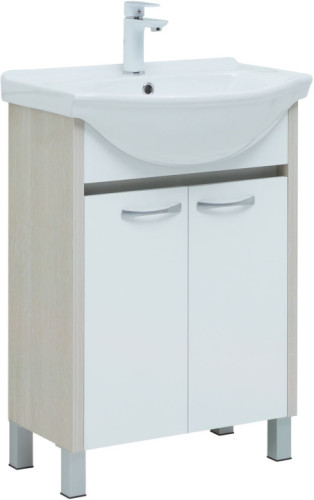 Тумба с раковиной Aquanet Донна 60 белый дуб/белый (2 дверцы)
