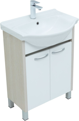 Тумба с раковиной Aquanet Донна 60 белый дуб/белый (2 дверцы)