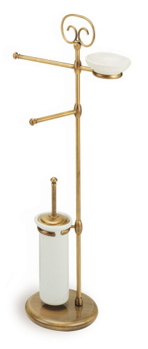 Stil Haus Idra, стойка: мыльница + полотенцедерж. + бумагодерж. + ерш, цвет бронза - белая керамика