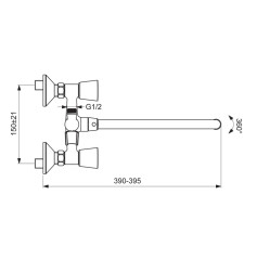 BA346AA QUADRO Смеситель для ванны/душа, с керамическим переключателем, монтаж на стандартных эксцентриках