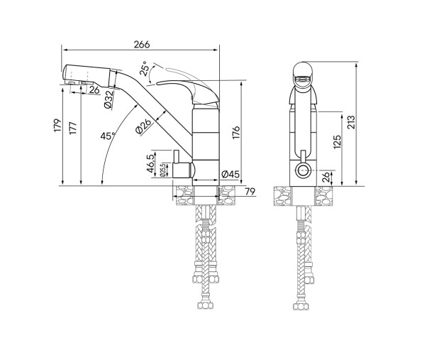 Смеситель для кухни Paulmark HESSEN, бежевый, He213017-328, Paulmark